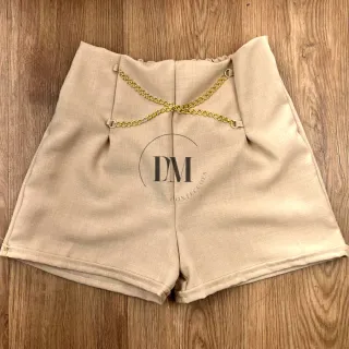 Adulto Shorts Feminino Alfaiataria - Preto