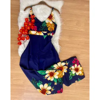 Coleção Verão Macacão Estampado Viscose Longo - Estampa 18