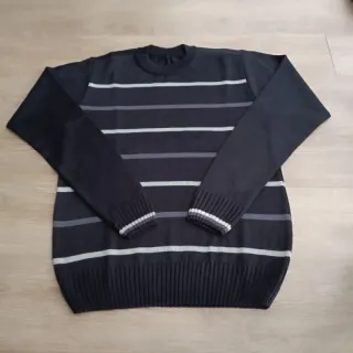 Malha tricô suéter gola redonda masculino infantil juvenil - Areia