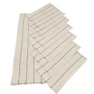 Jogo de Mesa Americano de Tear com 7 peças: Decoração Chic e Imperdível - Preto faixa