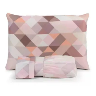 Cama Box Casal King Size Jogo Lençol 3 Peças Tecido 200 Fios - Floral Verde