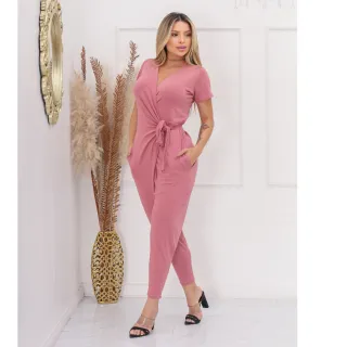 Calça Viscolycra Feminina Saruel Transpassada com Amarração e Bolso - Terracota