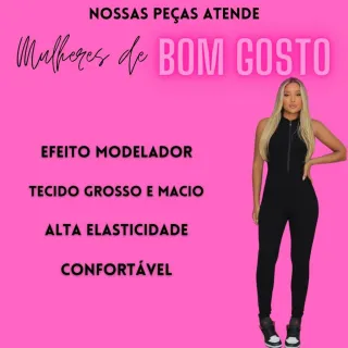 Moda Gringa Premium: Macacão Longo Regata Ziper Virginia - Balada Feminina - Preto
