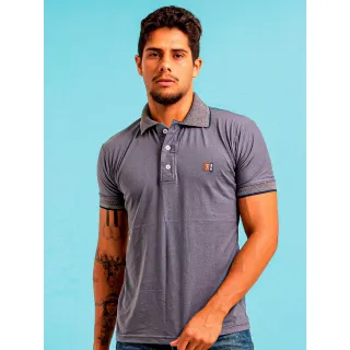 PROMOÇÃO Camiseta Polo Masculina Lisa Slim Casual Algodão Piquet - Cinza Escuro