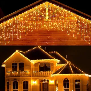 Luzes de Natal em Cascata com 8 Funções, disponível em 5 ou 10 metros e com opção de 200 ou 400 LEDs - LUZ QUENTE