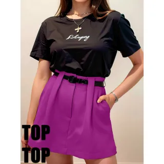 Saia Alfaiataria curta feminina cintura alta - Verão 2023 - Verde Militar