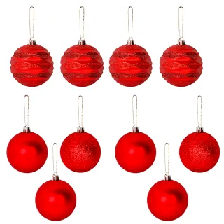 Enfeite Arvore de Natal Bola Grande Vermelha 7cm - Kit com 10 - Kit 10 Diamante Dourado de 7cm