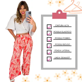 Cintura Alta Pantalona Feminina Verde com Fendas Laterais Forrada - Santorini - GG