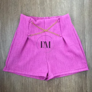 Adulto Shorts Feminino Alfaiataria - Preto