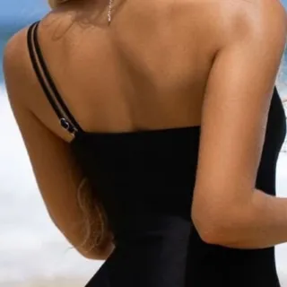 Lançamento Luxo Preto e Branco Body Maiô - Preto