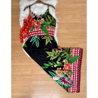 Coleção Verão Vestido Longo em Viscose - Estampa 25