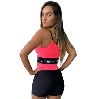 Conjunto Fitness Feminino Top Com Bojo e Short Bolso, Suplex com Ótima Elasticidade - Conjunto Branco