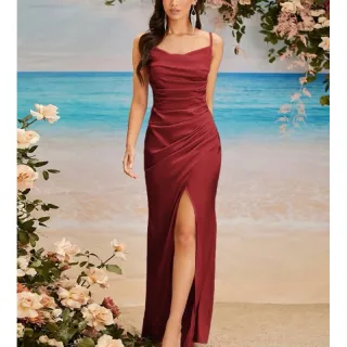 Vestido de Festa Luxo Longo com Fenda - 2 Modelos - Modelo 1 - Rose