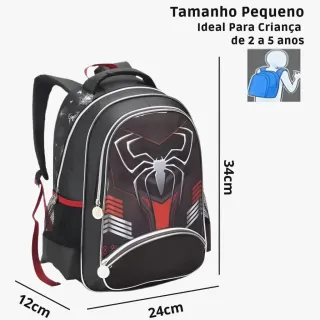 Grande Mochila Infantil Masculina Spider-Aranha Dark 2023 Escolar Resistente - PEQUENA