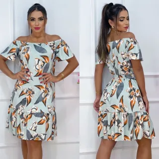 Midi ciganinha com Manga de babadinho e laço ombro a ombro - Vestido casual - 2