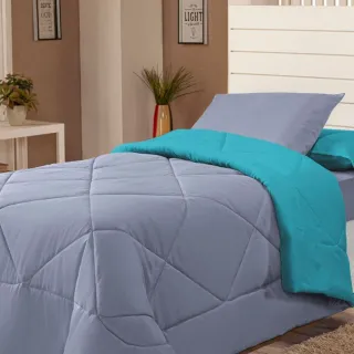 Promoção Edredon Solteiro Dupla Face Margarida com Fronha - Avelã