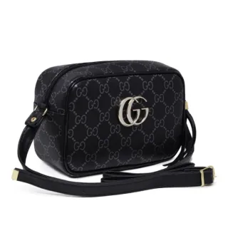 Bordado em Alto Relevo - Bolsa Transversal GG Feminina - GG Preta Silk Personalizada