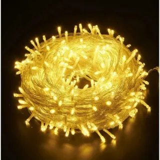 Cordão Pisca Pisca Natal 100 Leds 10m - Várias Cores e Funções - Branco Quente