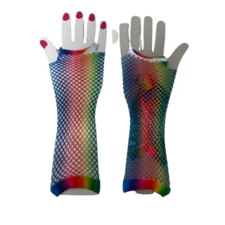 Fantasia Cosplay Luva Arrastão Longa - Par - Branco