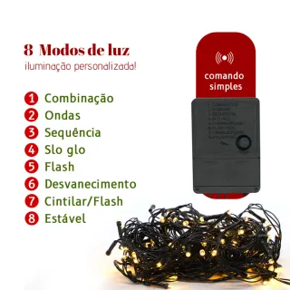 100LED Pisca Natal Colorido Quente Frio Branco 10M - Kit 3 - RGB/220V