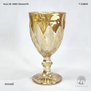 Taças de Vidro Diamante Transparente - Jogo com 6 unidades - Rainbow 300ml