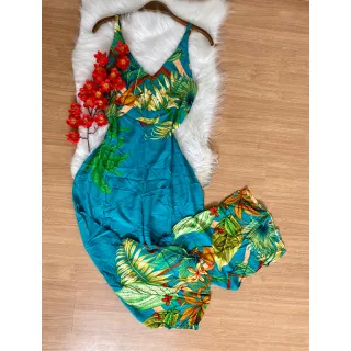 Coleção Verão Macacão Estampado Viscose Longo - Estampa 18