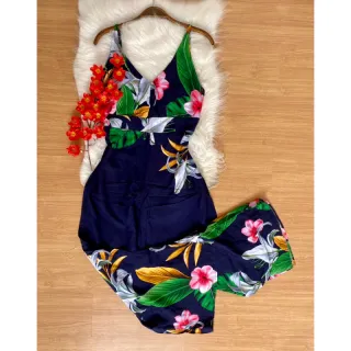 Coleção Verão Macacão Estampado Viscose Longo - Estampa 18