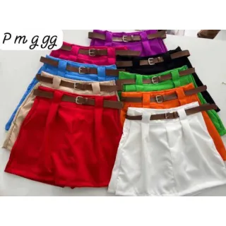 Short de Cintura Alta com Cinto - Saia Social Alfaiataria - Verde