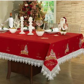 Toalha de Mesa Estampada Natal com Glitter - 2 Metros - Único