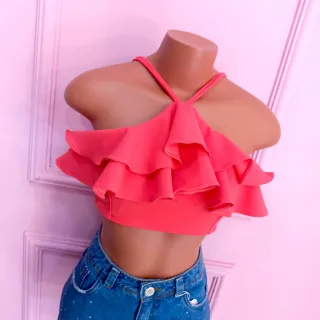 Detalhes nas costas, cropped maravilhoso com alça babado 024 - Magenta