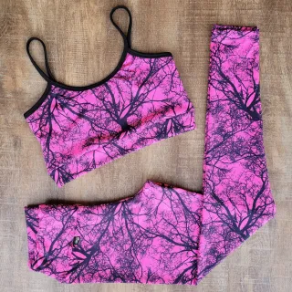 Top Fitness e Calça Legging Conjunto Academia Feminino - Preto