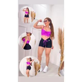 Top Fitness Feminino Conjunto Moda Treino Academia - Conjunto Alynee