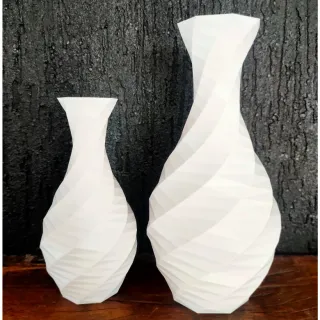 Impressão 3D - Kit com 2 Vasos Decorativos Geométricos - Preto