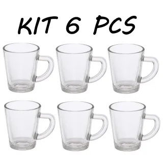 Xícaras de Vidro para Café Chá - Conjunto de 5 ou 6, 70ML - KIT 5 PCS