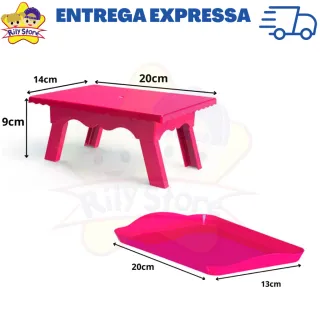 4 Peças Kit Festa: 2 Bandejas Pequenas + 2 Mesinhas Decorativas - Vermelho