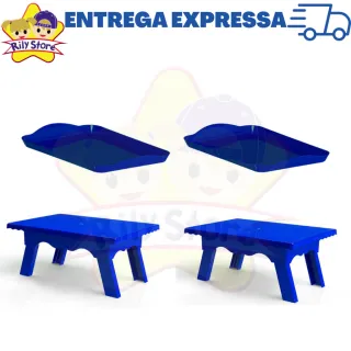 4 Peças Kit Festa: 2 Bandejas Pequenas + 2 Mesinhas Decorativas - Vermelho