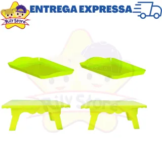 4 Peças Kit Festa: 2 Bandejas Pequenas + 2 Mesinhas Decorativas - Vermelho