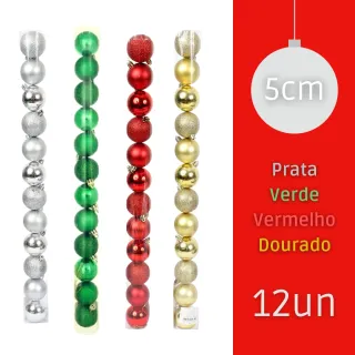 Kit Decoração Natalina Bolas de Natal Pequenas 5cm - 12 Unidades - Verde