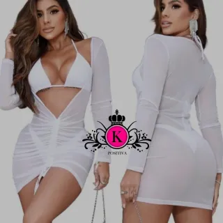 Saída de Praia Puxador Ajustável | Vestido Roupa de Praia Tamanhos P, M e G - 🖤​ PRETA