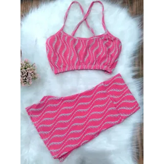 Conjunto Fitness Feminino Veste 36/42 Top + Short Academia Sem Bojo - CJ17