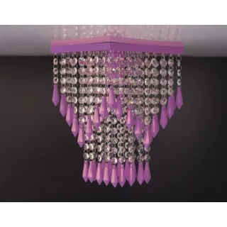 Base Prata - Lustre de Cristal Acrílico 20x20 - Lilás