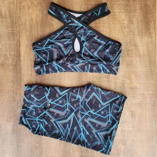 Conjunto Fitness Estampado Feminino - Short e Top para Academia - Estampa 08