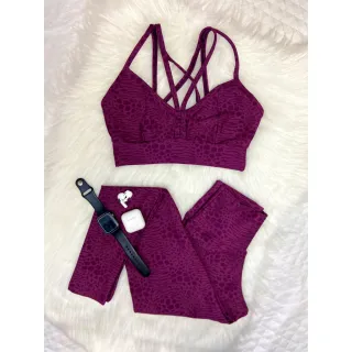 Legging Fitness Compressão Aveludada, Conjunto Poliamida Cós Alto - Vermelho