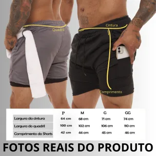 Proteção UV - KIT 2 Shorts Sport Fit Dry Fit Elastano Academia e Treino - 1 Azul 1 Branco