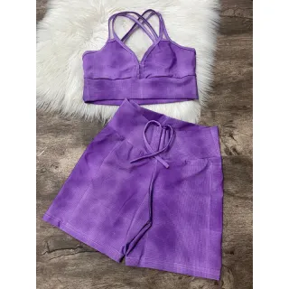 Top com Alça Dupla + Conjunto Fitness Short Com Cordão - 2