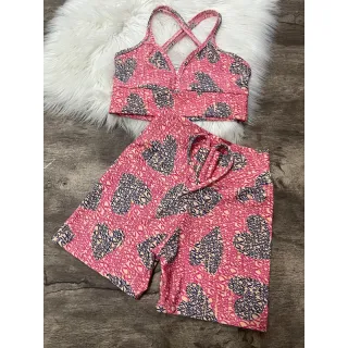 Top com Alça Dupla + Conjunto Fitness Short Com Cordão - 2