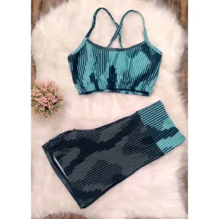 Top e Short Estampado Conjunto Academia Feminino - Pode Escolher a Cor - CJ10