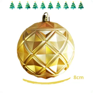 Decoração Árvore Bola Natal Grande Dourada 3D Arabesca Brilhante Fosca 8cm - 6 Unid - Único