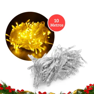 100LED Pisca Natal Colorido Quente Frio Branco 10M - Kit 3 - RGB/220V