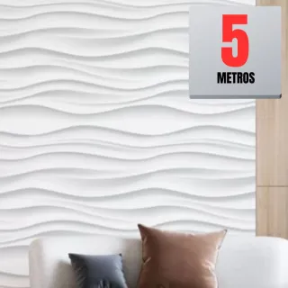 Adesivo Papel de Parede Branco 3D Efeito Gesso Ondulado Premium - 5m x 0,45cm - 4 ROLOS = 20 METROS